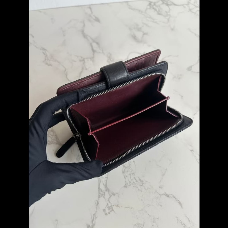 【LA LUNE】Chanel 黑色菱格小羊皮革中夾 錢包 銀包 卡片零錢包 中古包 二手-5