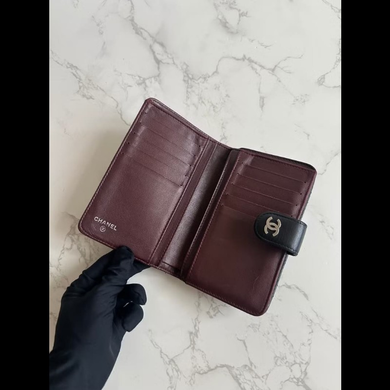 【LA LUNE】Chanel 黑色菱格小羊皮革中夾 錢包 銀包 卡片零錢包 中古包 二手-7