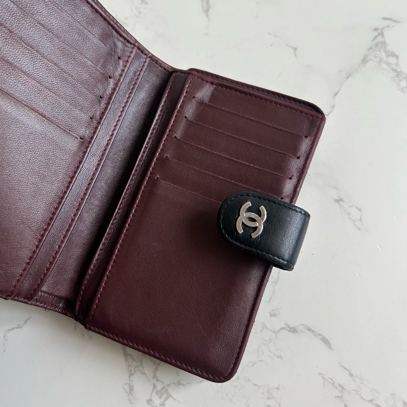 【LA LUNE】Chanel 黑色菱格小羊皮革中夾 錢包 銀包 卡片零錢包 中古包 二手-8