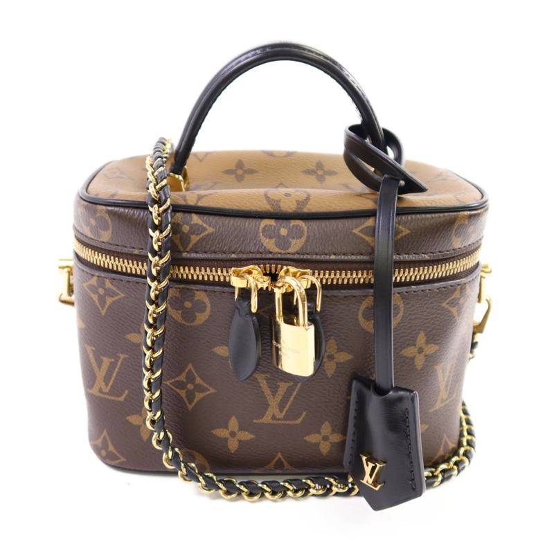 LOUIS VUITTON Monogram Reverse Vanity PM金扣鏈帶手挽肩背兩用袋-0
