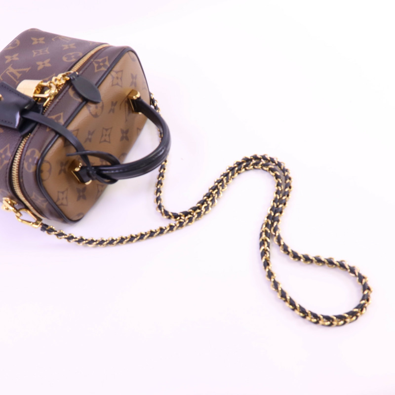 LOUIS VUITTON Monogram Reverse Vanity PM金扣鏈帶手挽肩背兩用袋-4