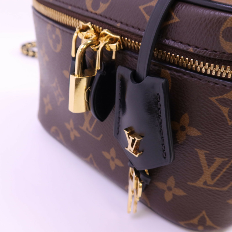 LOUIS VUITTON Monogram Reverse Vanity PM金扣鏈帶手挽肩背兩用袋-9