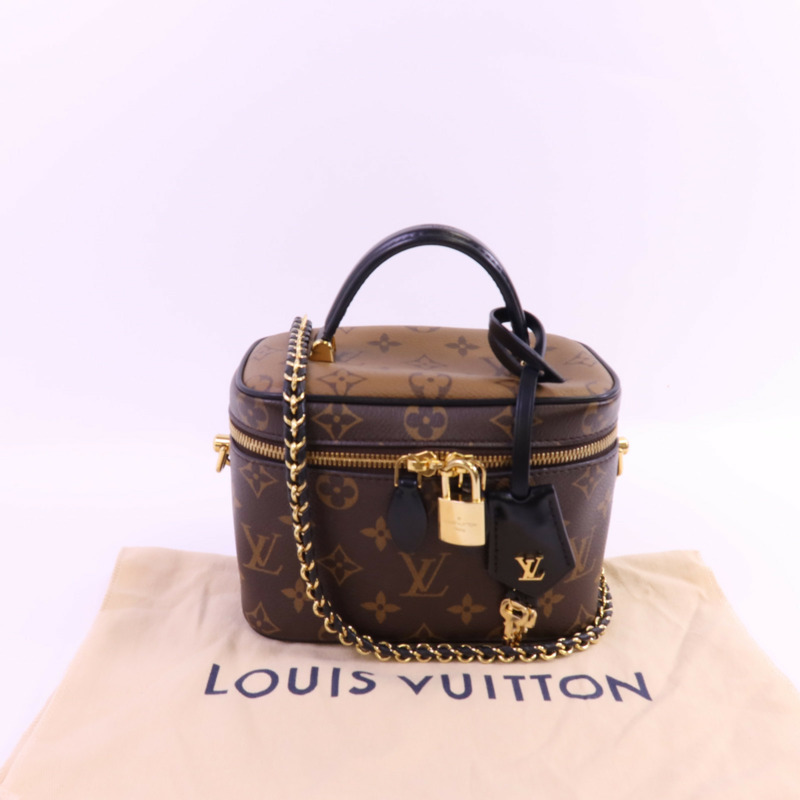 LOUIS VUITTON Monogram Reverse Vanity PM金扣鏈帶手挽肩背兩用袋-13