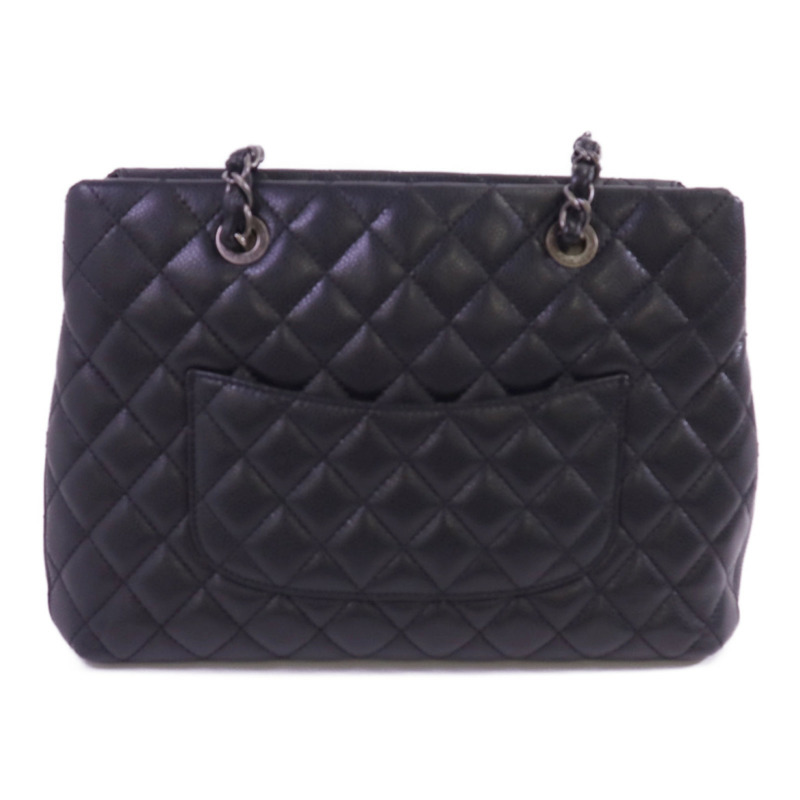 CHANEL 牛皮皮革Tote Bag銀扣鏈帶肩背袋-1