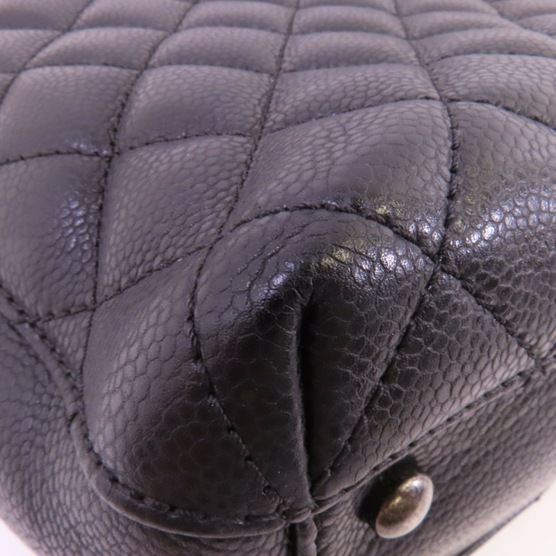 CHANEL 牛皮皮革Tote Bag銀扣鏈帶肩背袋-5