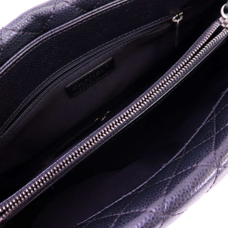 CHANEL 牛皮皮革Tote Bag銀扣鏈帶肩背袋-11