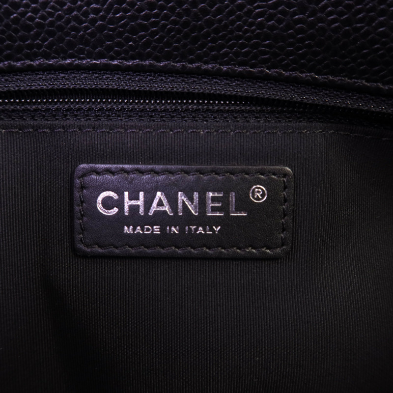 CHANEL 牛皮皮革Tote Bag銀扣鏈帶肩背袋-12