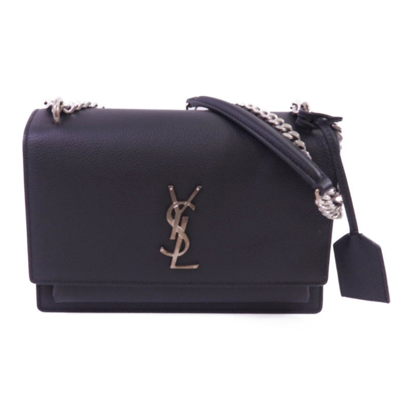 SAINT LAURENT 牛皮皮革Sunset銀扣鏈帶肩背袋-0