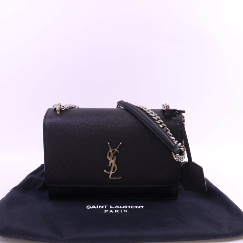 SAINT LAURENT 牛皮皮革Sunset銀扣鏈帶肩背袋-15
