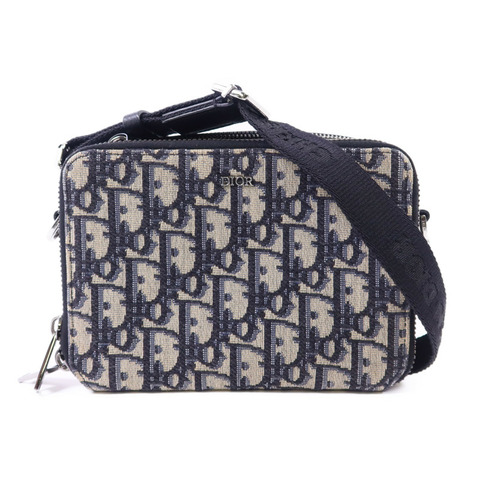 Dior 帆布Zipped Pouch With Strap銀扣肩背袋