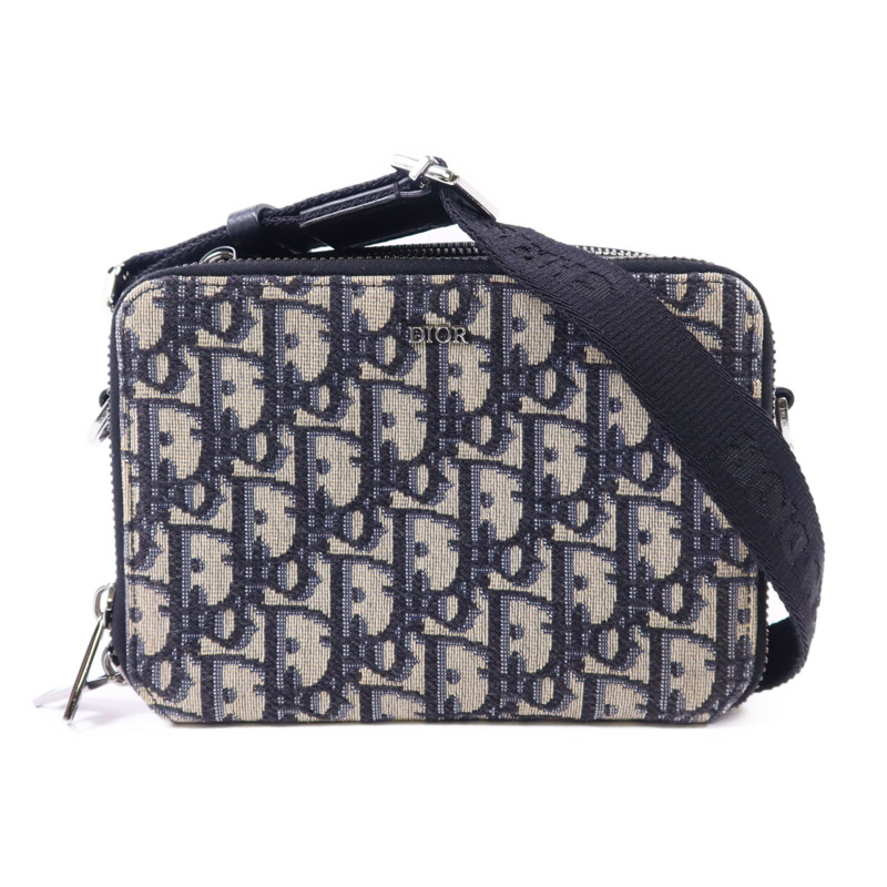 Dior 帆布Zipped Pouch With Strap銀扣肩背袋-0