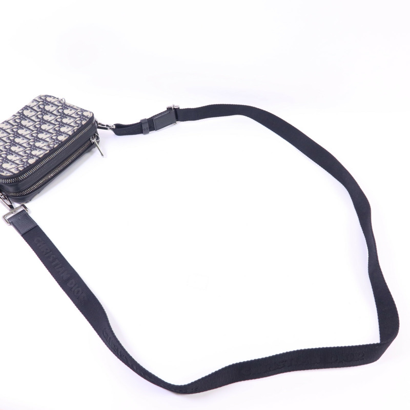 Dior 帆布Zipped Pouch With Strap銀扣肩背袋-4