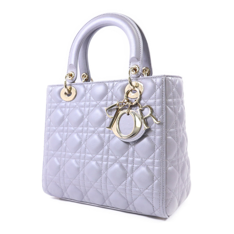 Dior 羊皮皮革Lady Dior Medium金扣手挽肩背兩用袋-2