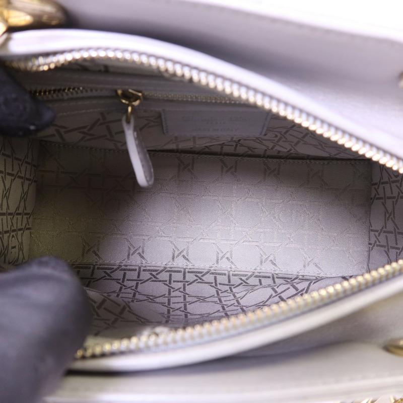 Dior 羊皮皮革Lady Dior Medium金扣手挽肩背兩用袋-5