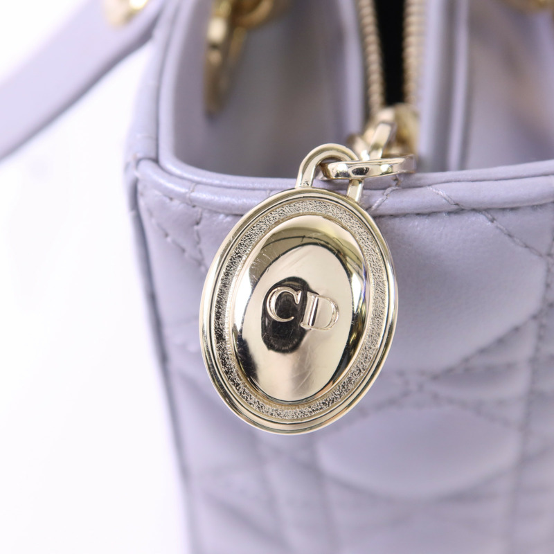 Dior 羊皮皮革Lady Dior Medium金扣手挽肩背兩用袋-8