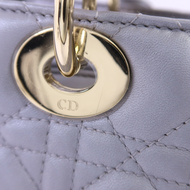 Dior 羊皮皮革Lady Dior Medium金扣手挽肩背兩用袋-10