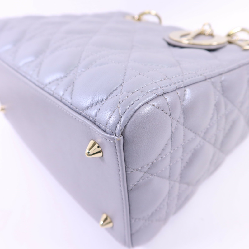 Dior 羊皮皮革Lady Dior Medium金扣手挽肩背兩用袋-12