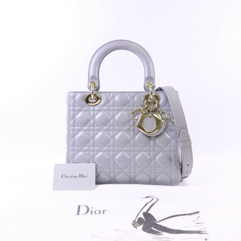 Dior 羊皮皮革Lady Dior Medium金扣手挽肩背兩用袋-19