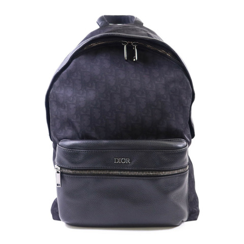 Dior 尼龍/牛皮皮革Trotter Pattern Backpack銀扣背包