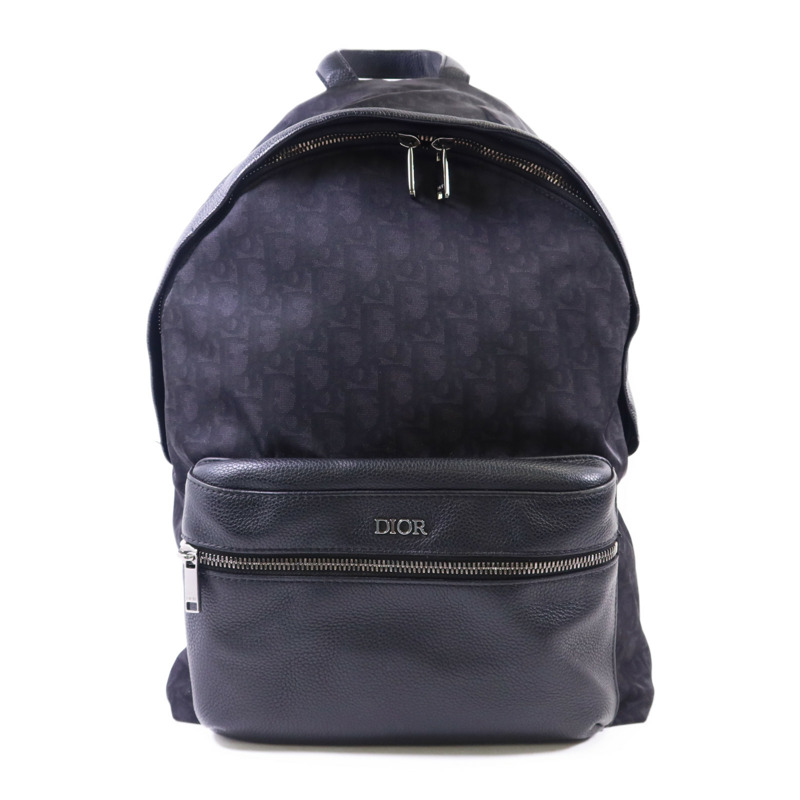 Dior 尼龍/牛皮皮革Trotter Pattern Backpack銀扣背包-0