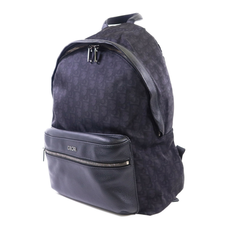 Dior 尼龍/牛皮皮革Trotter Pattern Backpack銀扣背包-2