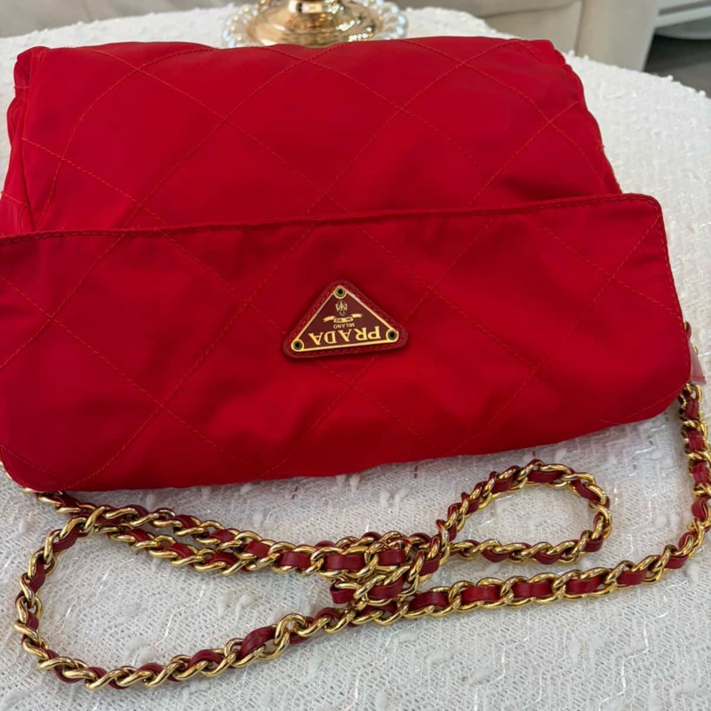 Prada 紅色 Nylon 尼龍 肩背包-4