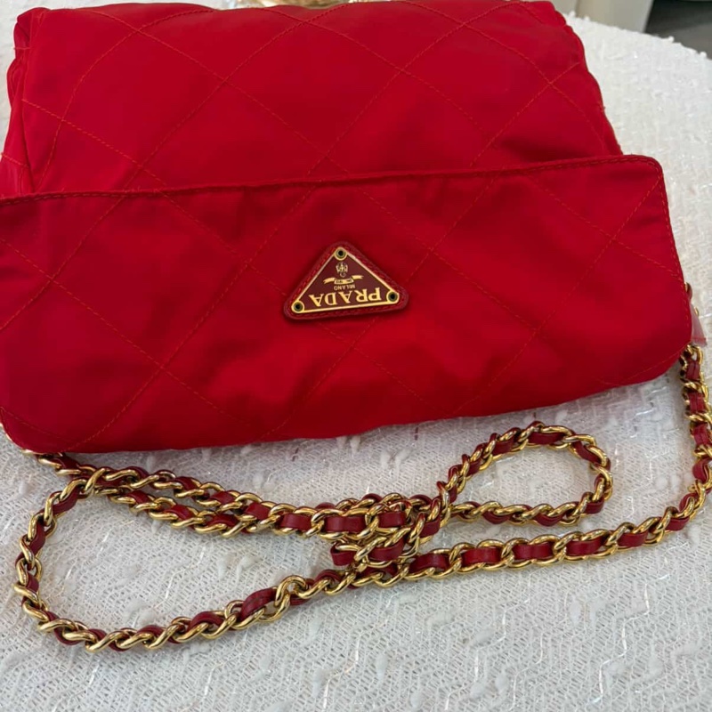 Prada 紅色 Nylon 尼龍 肩背包-13