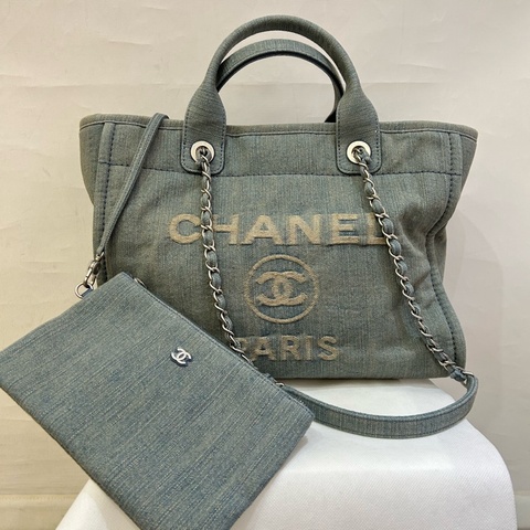 CHANEL仿舊藍灰單寧TOTE 中號