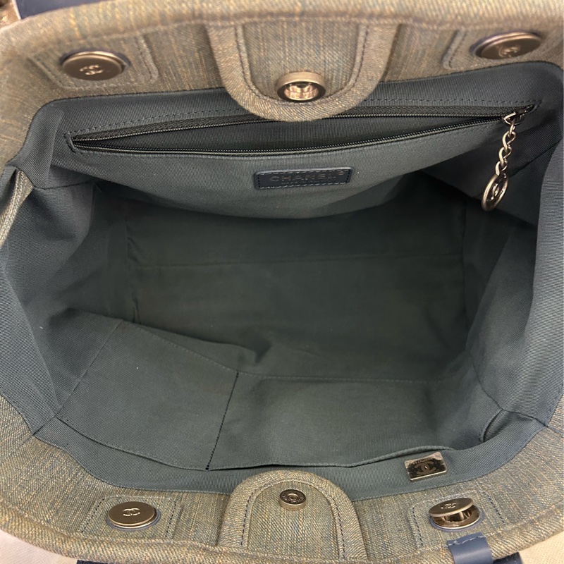 CHANEL仿舊藍灰單寧TOTE 中號-7