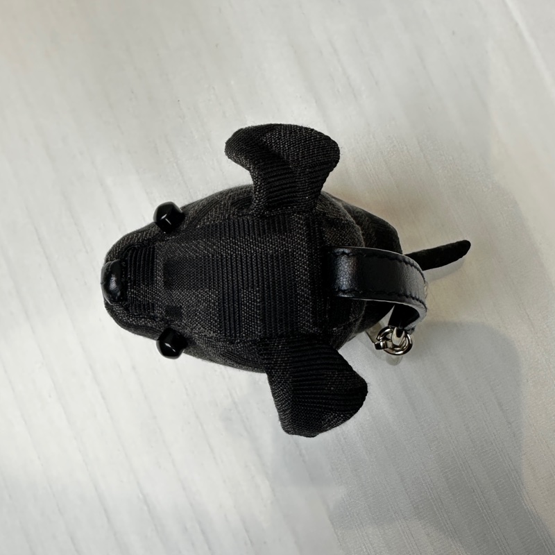 閒置新 芬迪/Fendi Ito Charm 黑色小狗鑰匙夾吊飾布質 5x12x10.5cm-4