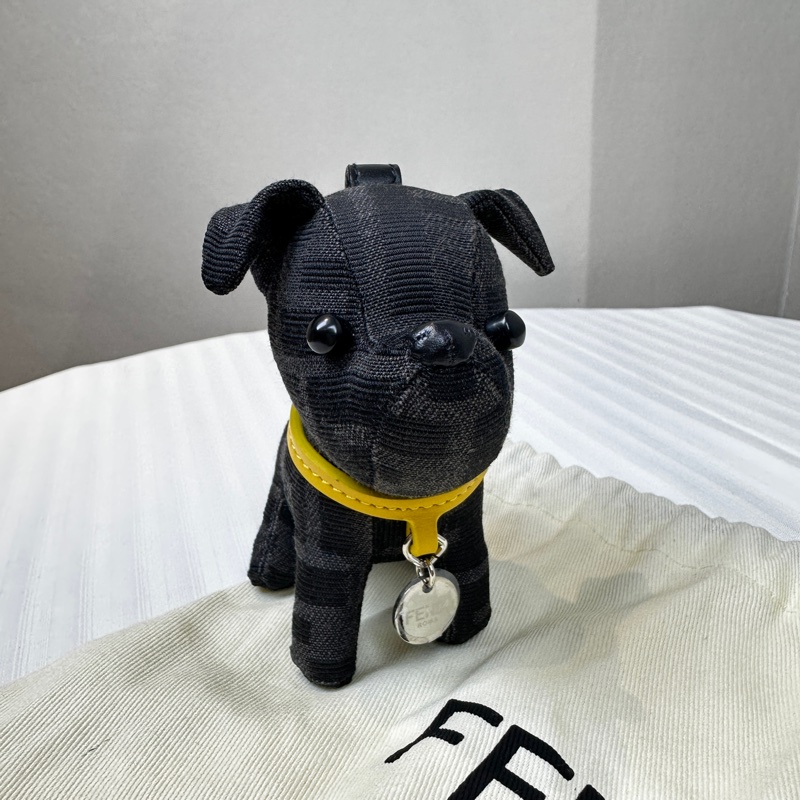 閒置新 芬迪/Fendi Ito Charm 黑色小狗鑰匙夾吊飾布質 5x12x10.5cm-9