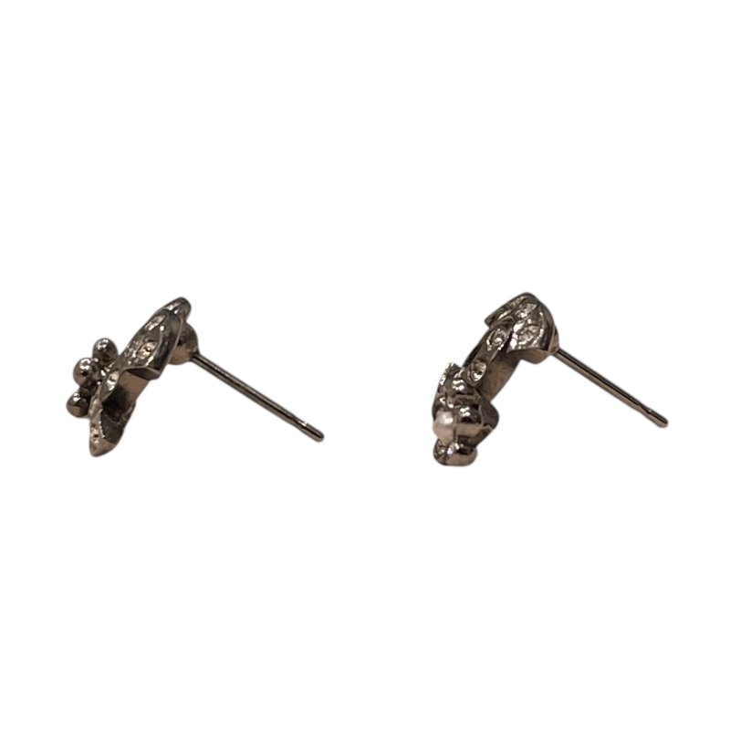 CHANEL 香奈兒 花朵水鑽針式耳環 合金 銀色-2