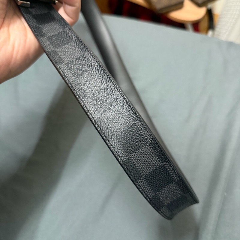 Lv M6057銀扣棋盤格皮帶（90cm）-2