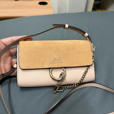 Chole Mini Woc 小牛皮拼接鏈條肩背包