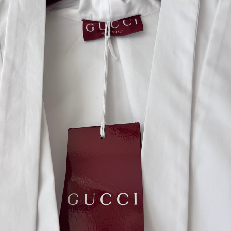 ::GUCCI:: 設計感 白色馬銜釦造型 新款開襟襯衫 造型襯衫 男女皆可-4
