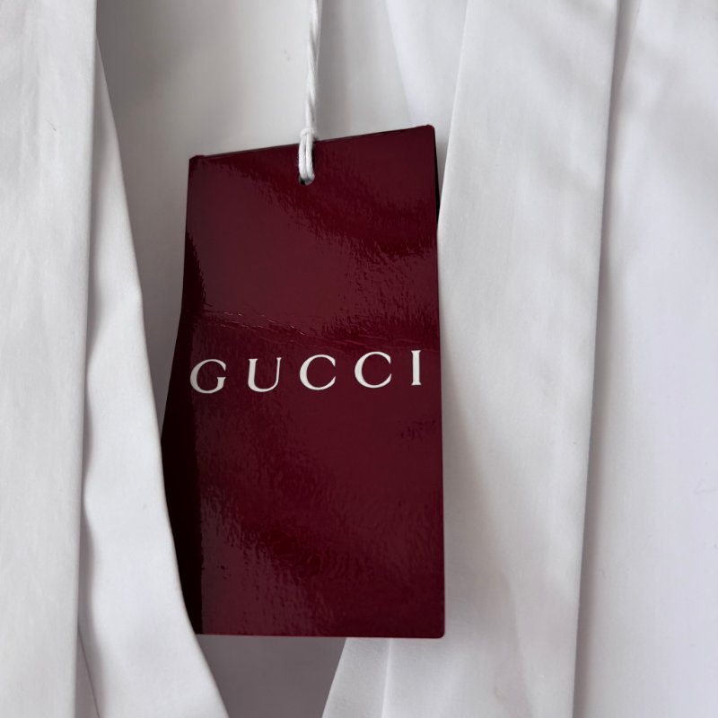 ::GUCCI:: 設計感 白色馬銜釦造型 新款開襟襯衫 造型襯衫 男女皆可-5