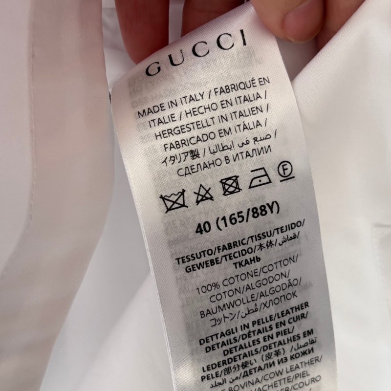 ::GUCCI:: 設計感 白色馬銜釦造型 新款開襟襯衫 造型襯衫 男女皆可-18