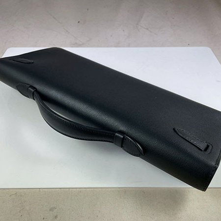 ＊奢華大道國際精品＊【H0388】HERMES黑色 SWIFT牛皮 KELLY CUT 銀釦手提/晚宴包-3