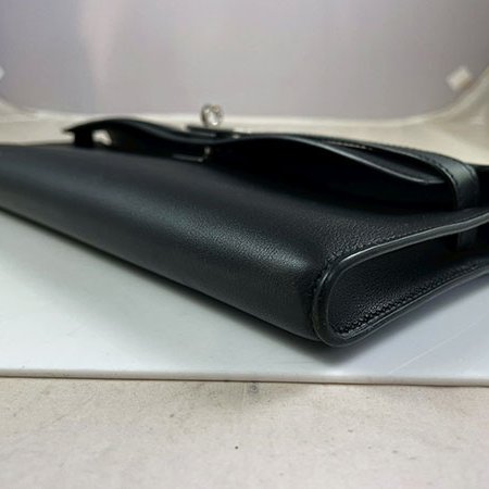 ＊奢華大道國際精品＊【H0388】HERMES黑色 SWIFT牛皮 KELLY CUT 銀釦手提/晚宴包-4