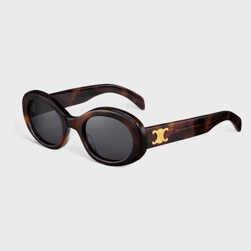 ::CELINE:: Triomphe 01 經典凱旋門 玳瑁色橢圓框墨鏡 太陽眼鏡 Sunglasses-0