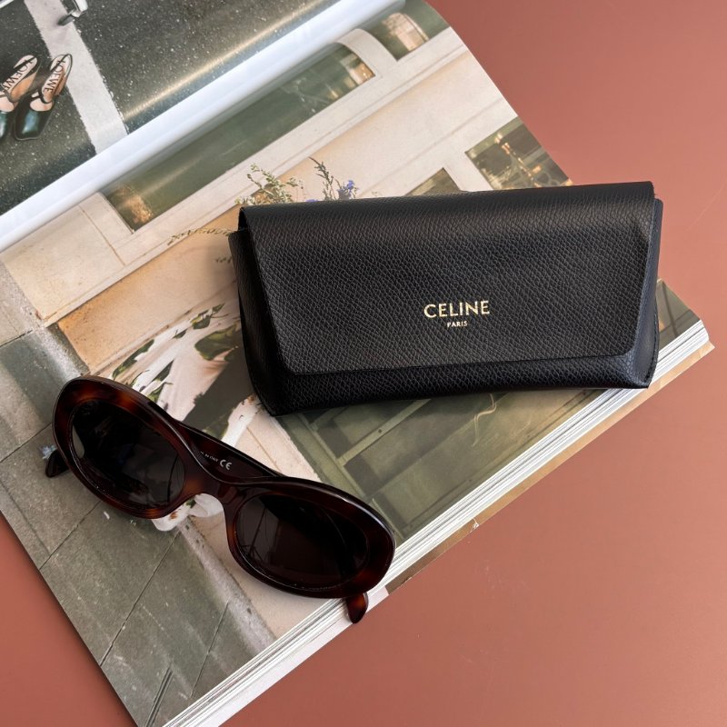 ::CELINE:: Triomphe 01 經典凱旋門 玳瑁色橢圓框墨鏡 太陽眼鏡 Sunglasses-1