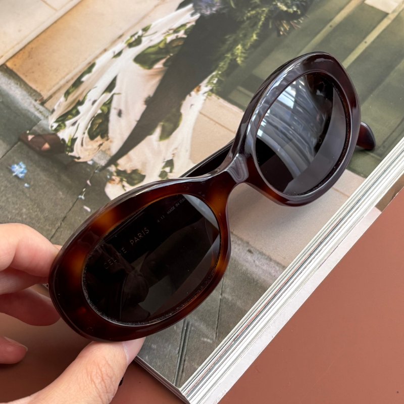 ::CELINE:: Triomphe 01 經典凱旋門 玳瑁色橢圓框墨鏡 太陽眼鏡 Sunglasses-2