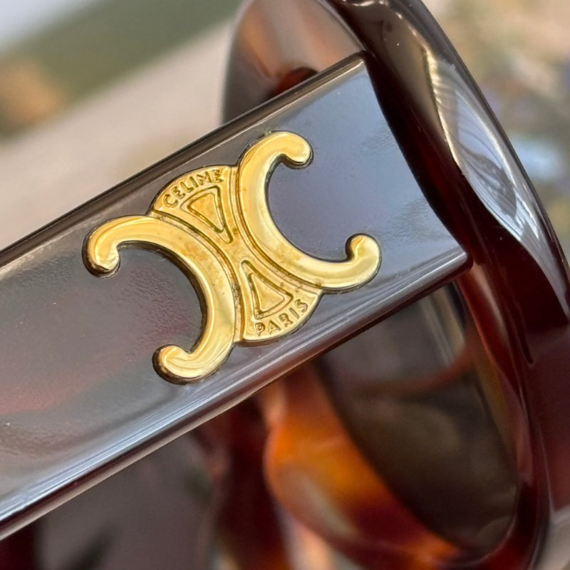 ::CELINE:: Triomphe 01 經典凱旋門 玳瑁色橢圓框墨鏡 太陽眼鏡 Sunglasses-8
