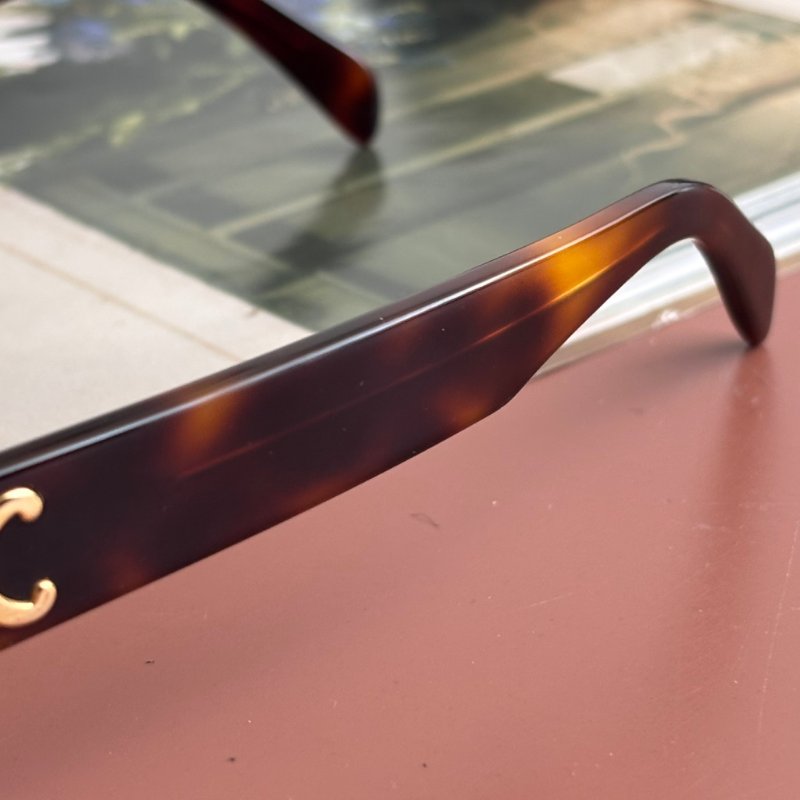 ::CELINE:: Triomphe 01 經典凱旋門 玳瑁色橢圓框墨鏡 太陽眼鏡 Sunglasses-17