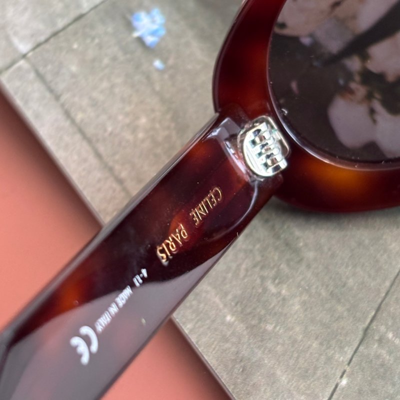 ::CELINE:: Triomphe 01 經典凱旋門 玳瑁色橢圓框墨鏡 太陽眼鏡 Sunglasses-18
