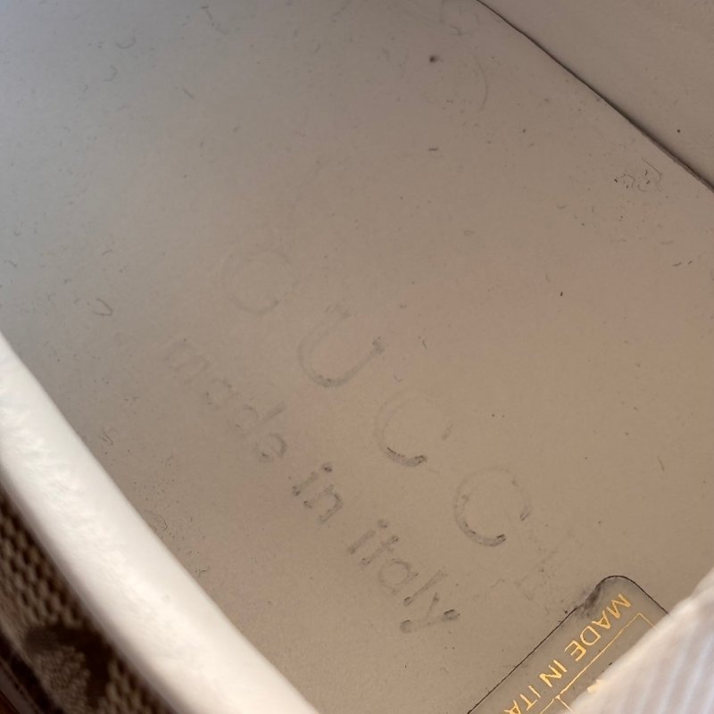 ::GUCCI:: 焦糖色皮革 GG緹花 綁帶休閒鞋 板鞋 餅乾鞋 8.5號-15