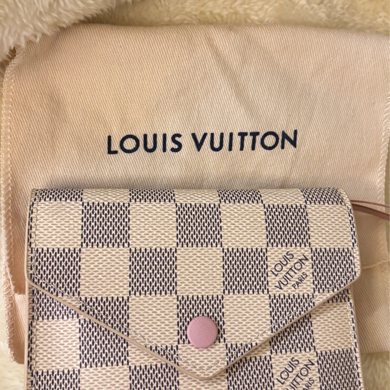 LV棋盤白小錢包-5