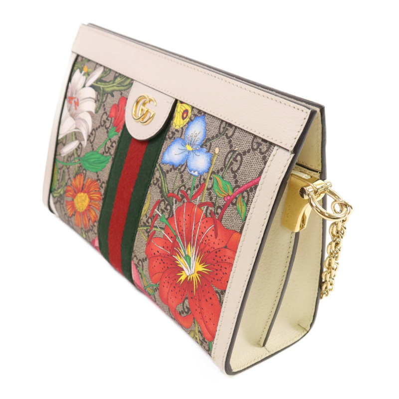 GUCCI 塗層帆布Ophidia GG Flora鏈帶肩背袋-2