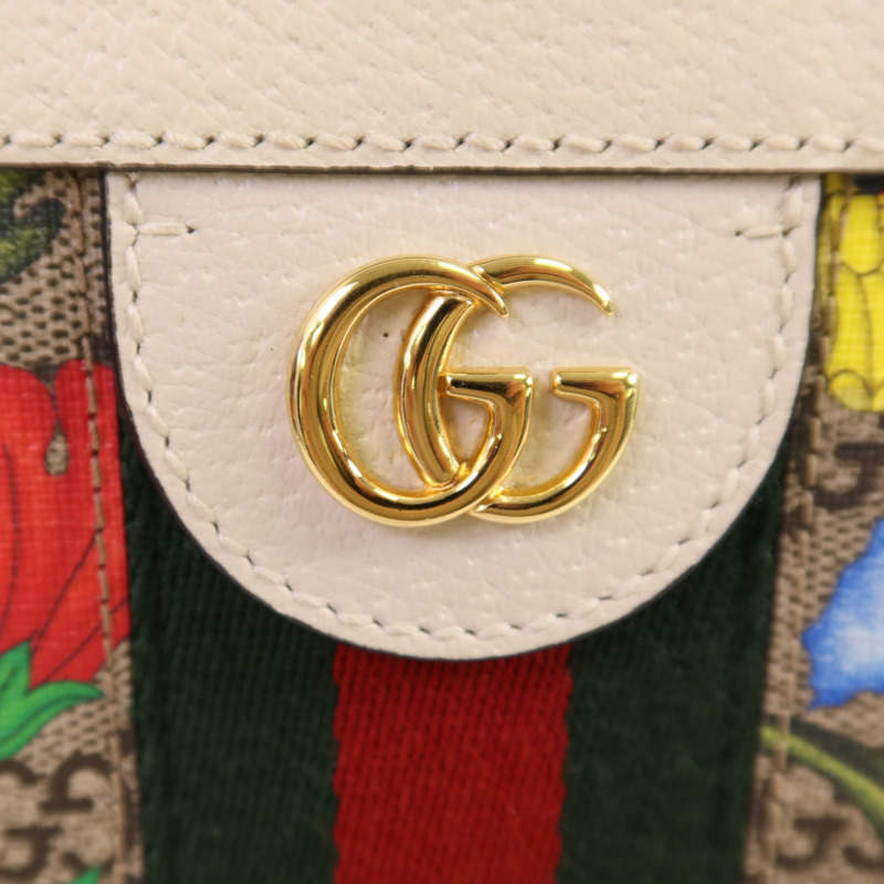 GUCCI 塗層帆布Ophidia GG Flora鏈帶肩背袋-9