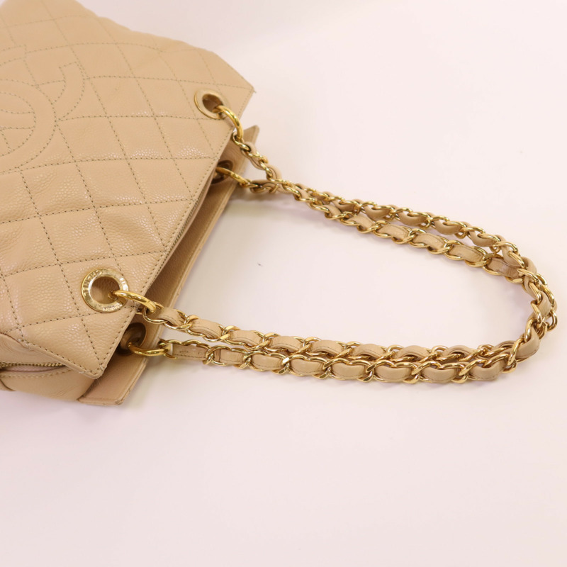 CHANEL 牛皮皮革Chain Shoulder金扣鏈帶肩背袋-5